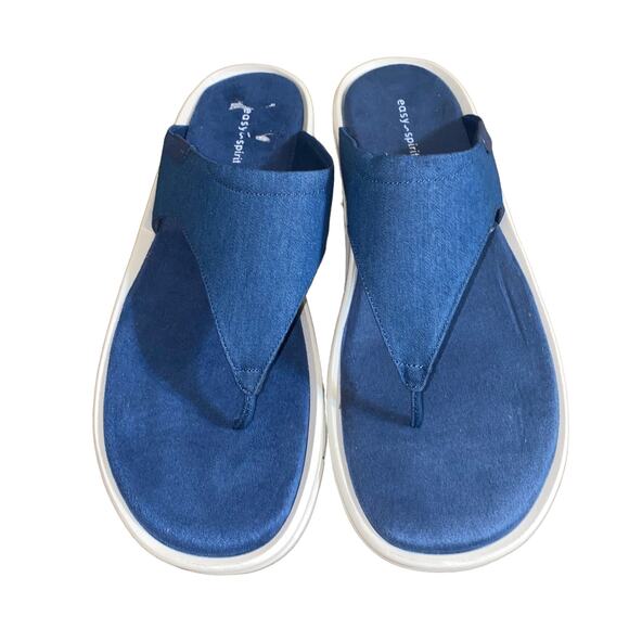 Easy Spirit Rift Slip-On Thong Sandal Blue Comfort Platform Shoes Size 12M - Picture 5 of 11
